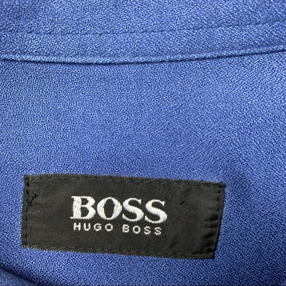 BOSS Hugo Boss Blue Long  Sleeve Silk Button Up Men's XXL - Picture 3 of 13